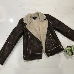 Faux Suede/Sherpa Moto Jacket